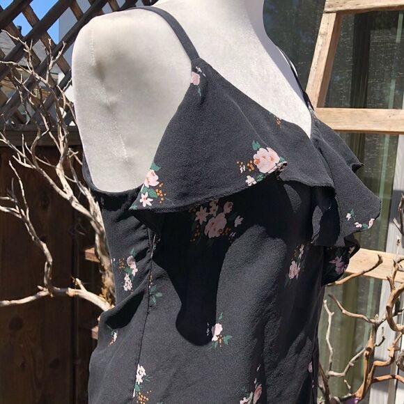 A.L.C. Silk Floral Black Spaghetti Strap Tank Top - Picture 4 of 12